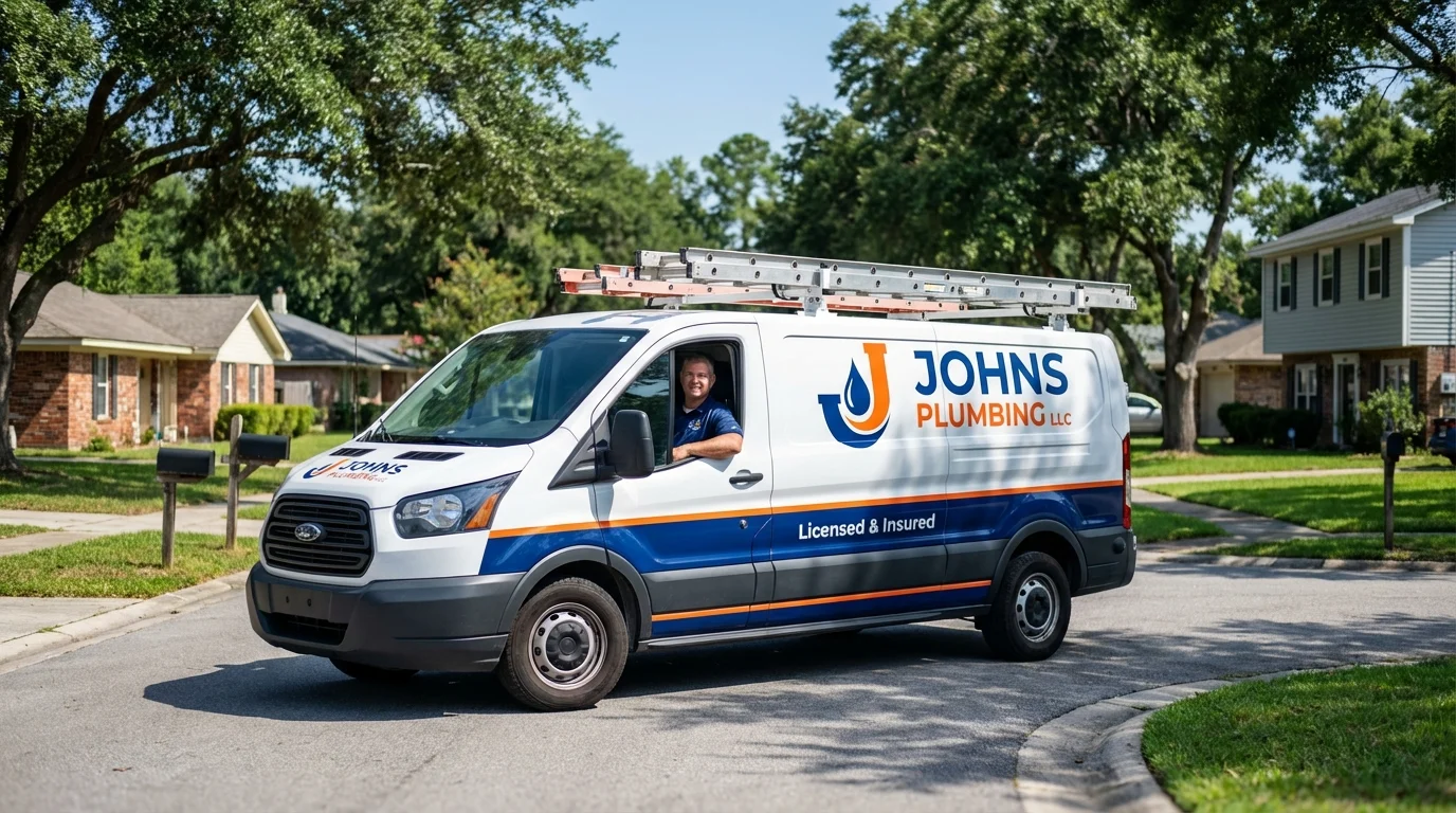 Johns Plumbing LLC service van in Genoa City, WI