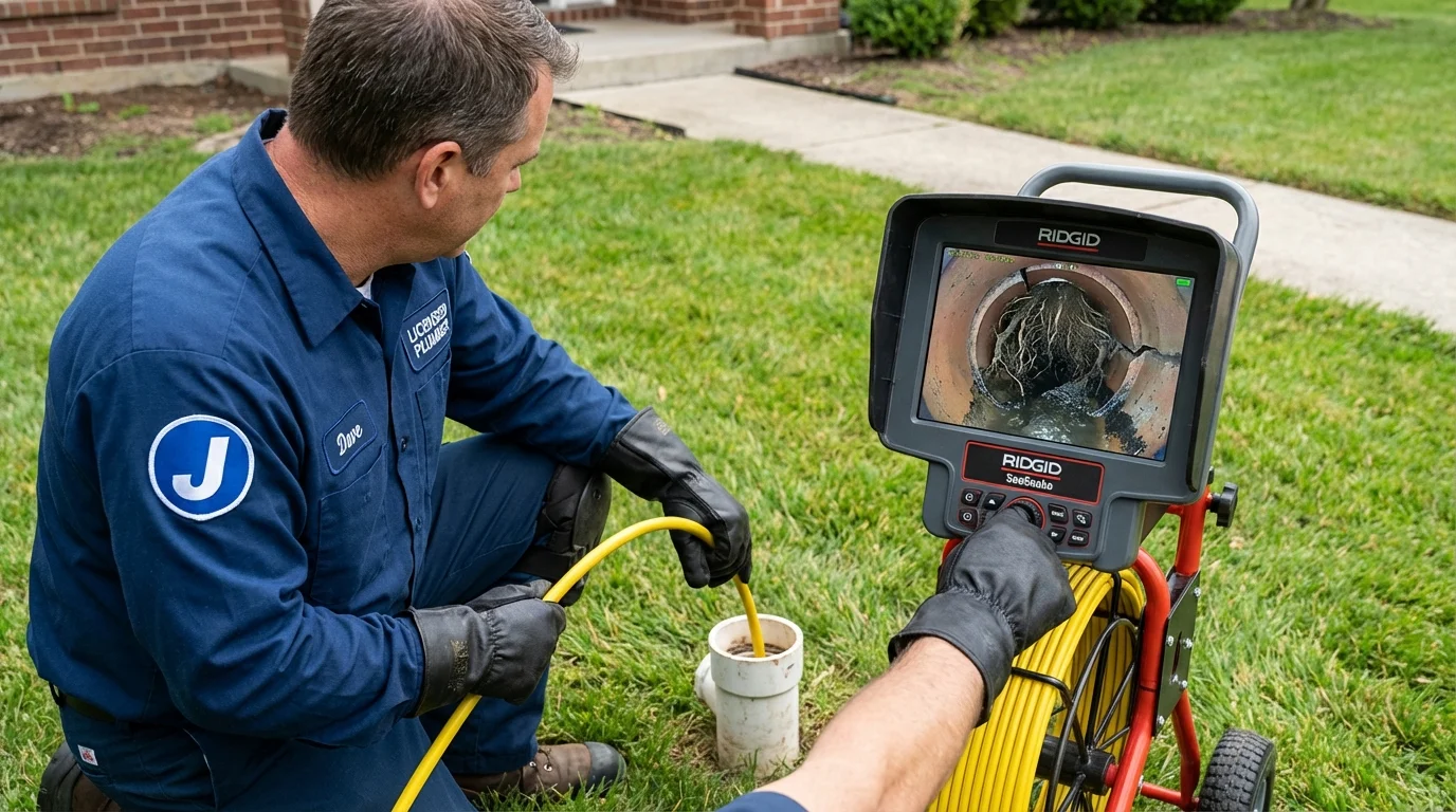 Sewer camera inspection being performed by Johns Plumbing LLC in Genoa City