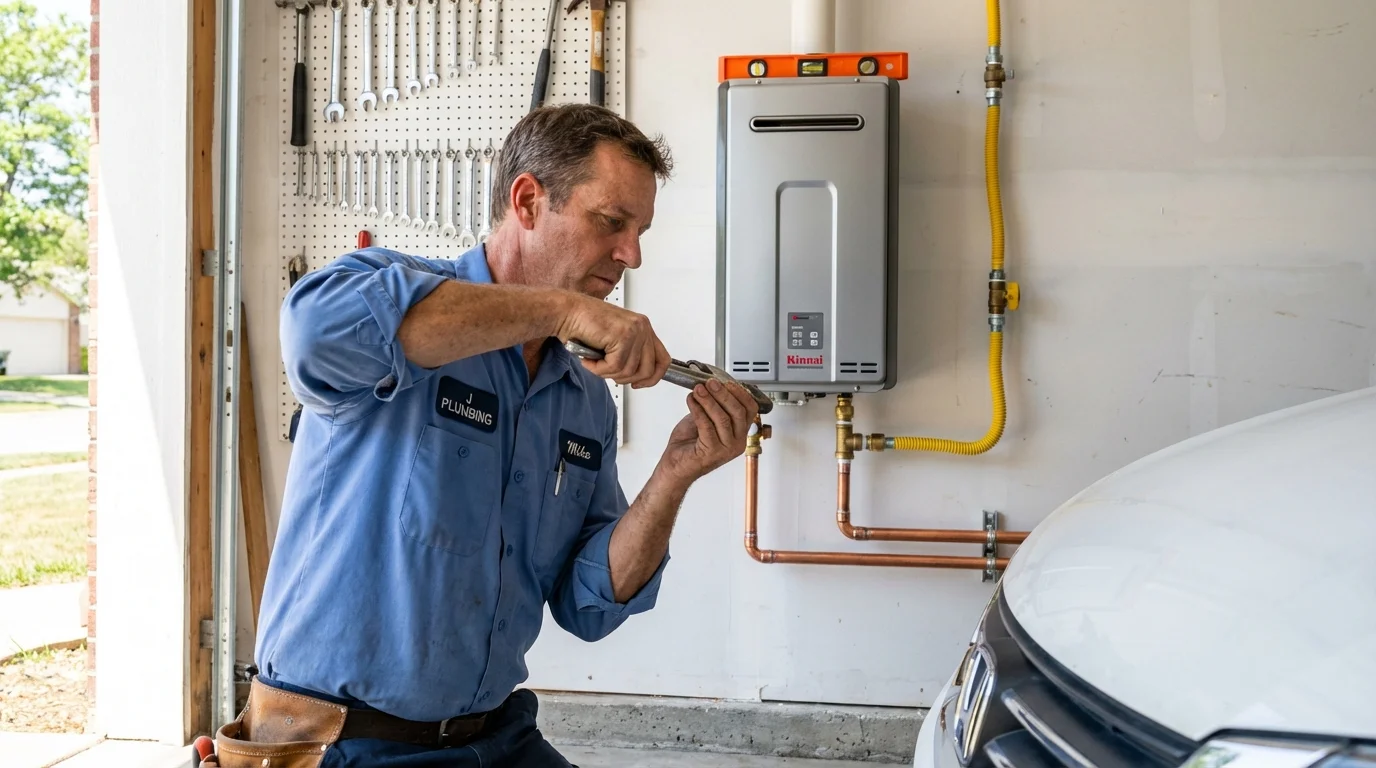 Tankless water heater installation by a Johns Plumbing LLC plumber in Genoa City